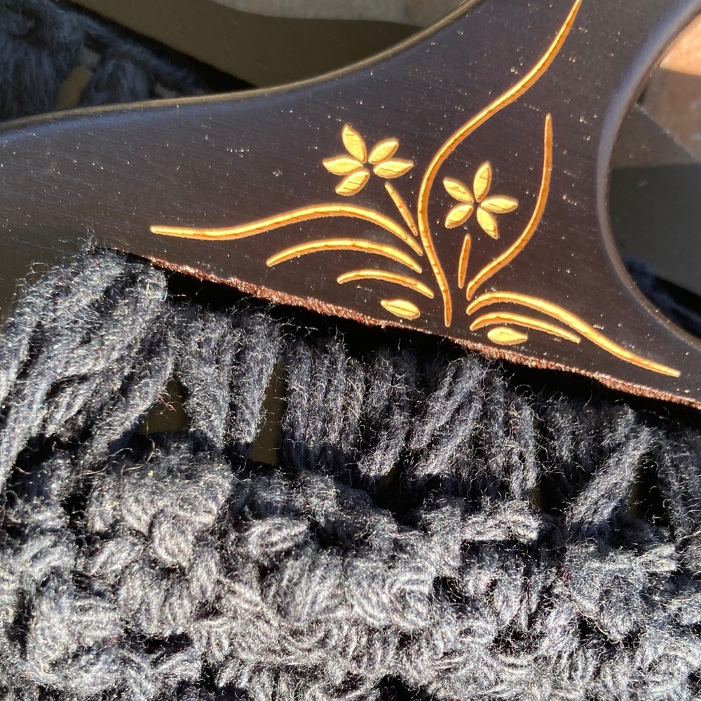 Handcrafted Black Crochet Tote with Multicolor Embroidery - Picture 10 of 12